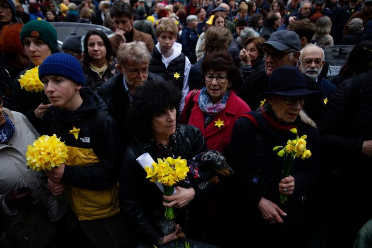 Kwitnące żonkile jako symbol pamięci o powstaniu w getcie warszawskim