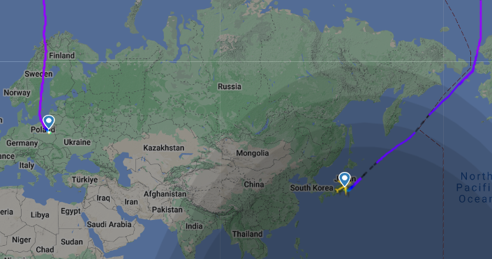 Polski LOT realizuje pierwszy lot z Azji przez biegun północny przed potencjalną nową trasą