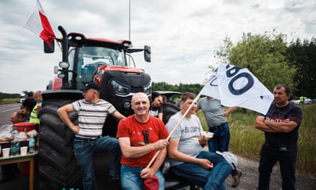 Farmers protesting against Ukrainian grain imports in Dorohusk, eastern Poland, 9 June 2023
