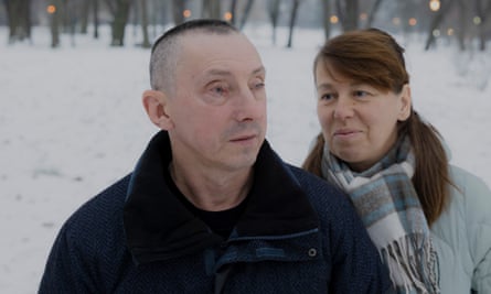 Serhiy Sydorenko and his wife in a park in Poznan