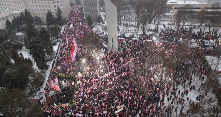 Former ruling PiS party holds anti-government protest in Warsaw