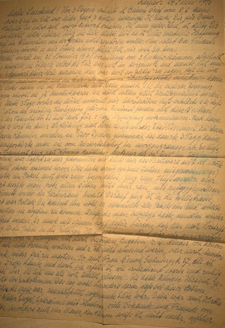 The original letter sent to Robin Lustig's mother by her aunt in which she learnt of her mother’s fate.